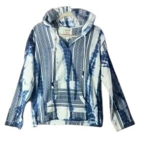 Beach by Exist Blue Tie-Dye Baja Hoodie Top‎ Size Large